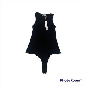 Black Sleeveless Bodysuit Tank Top